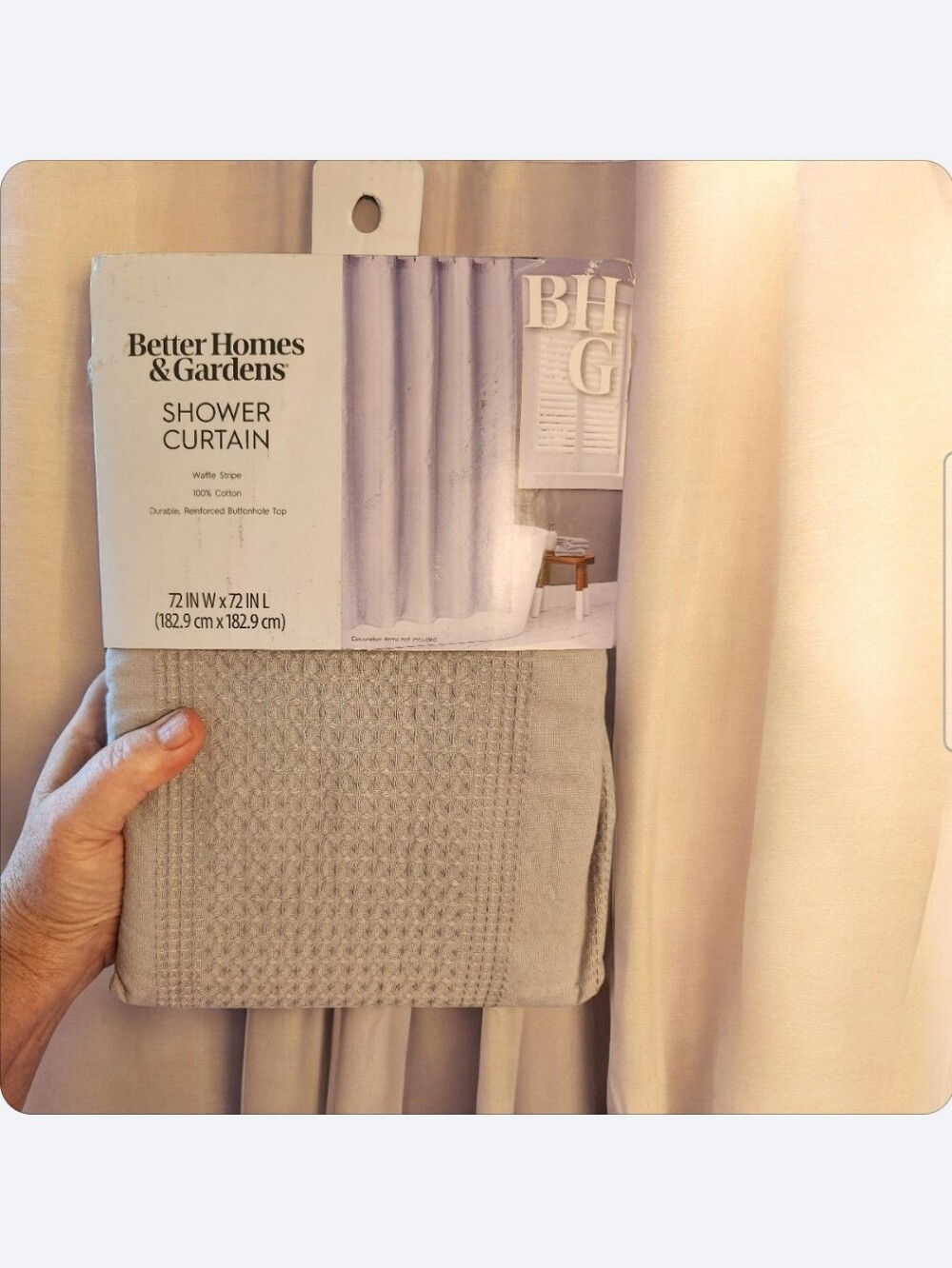 Better Homes & Gardens Waffle Stripe Shower Curtain - Light Gray